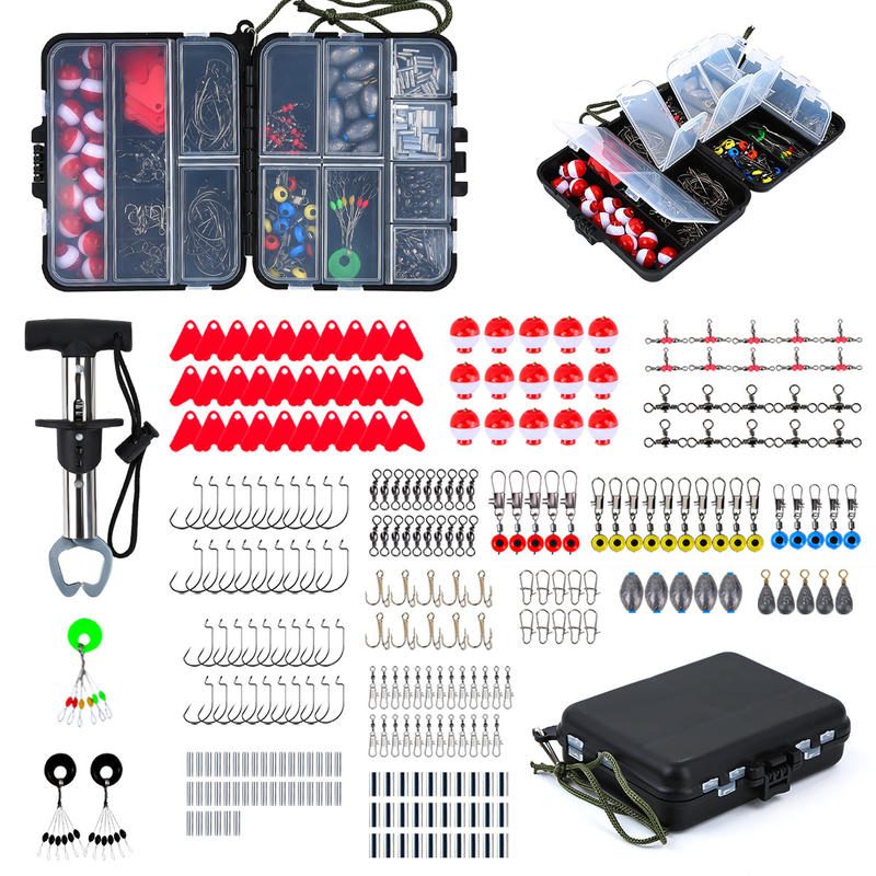 Trusă Accesorii Pescuit 264 Piese cu Cutie Ace Plumb Vârtejuri